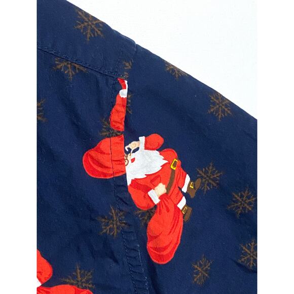 Denim & Flower Santa Clause AOP Button Shirt Mens M Christmas Holidays Snowflake - Picture 2 of 7